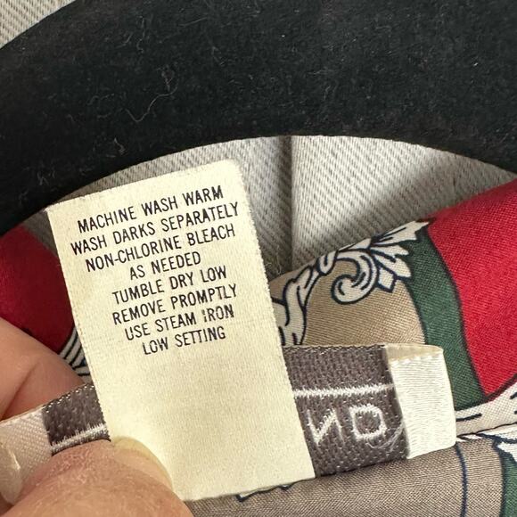 Women's Vintage Judy Bond Silky Navy & Green Faux Button Front Banded Blouse 18 - Picture 6 of 6